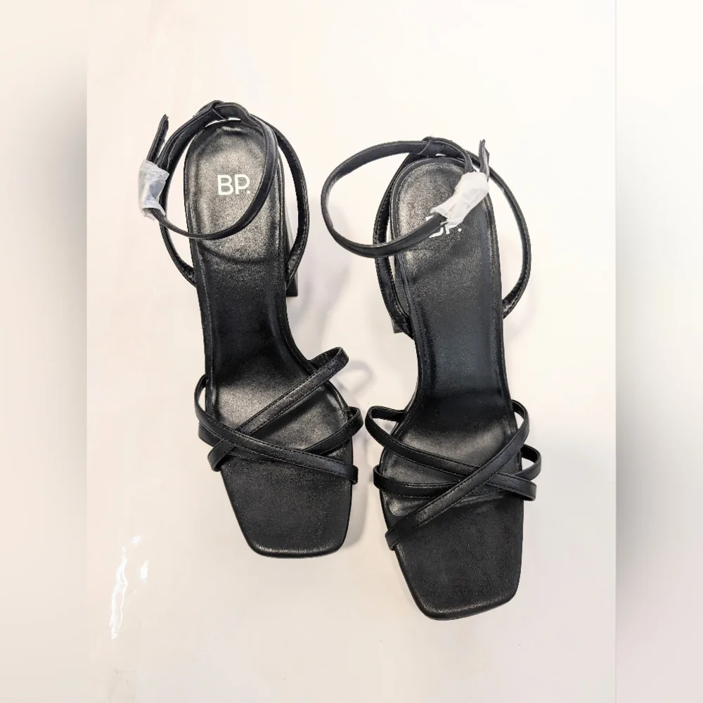 Black Platform Ankle-Strap Block Heel Sandal